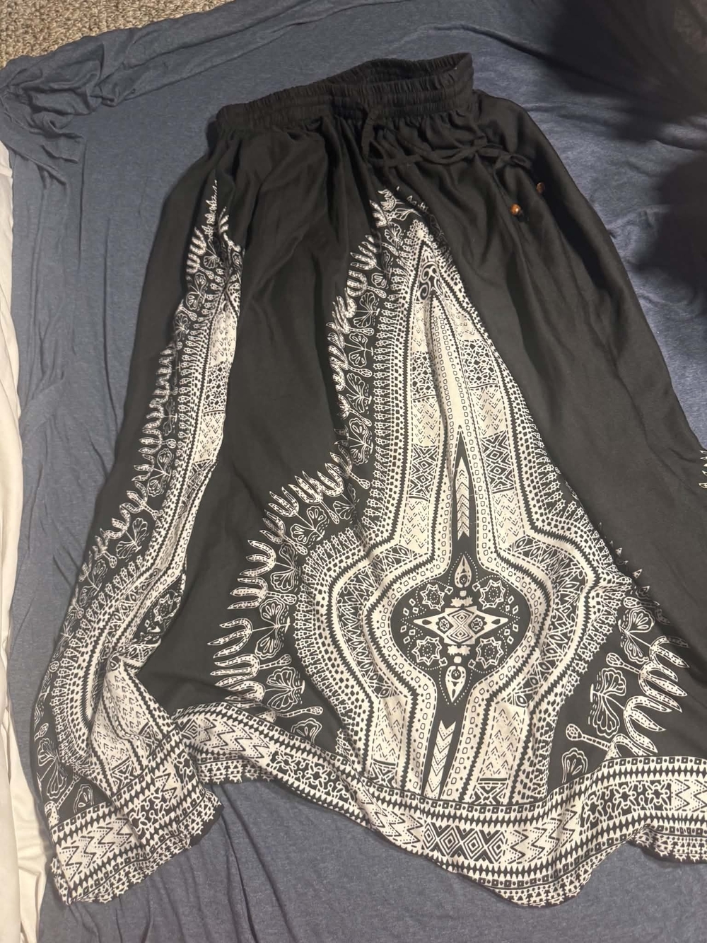 Black Elastic Waist Skirt with Subtle Sheen